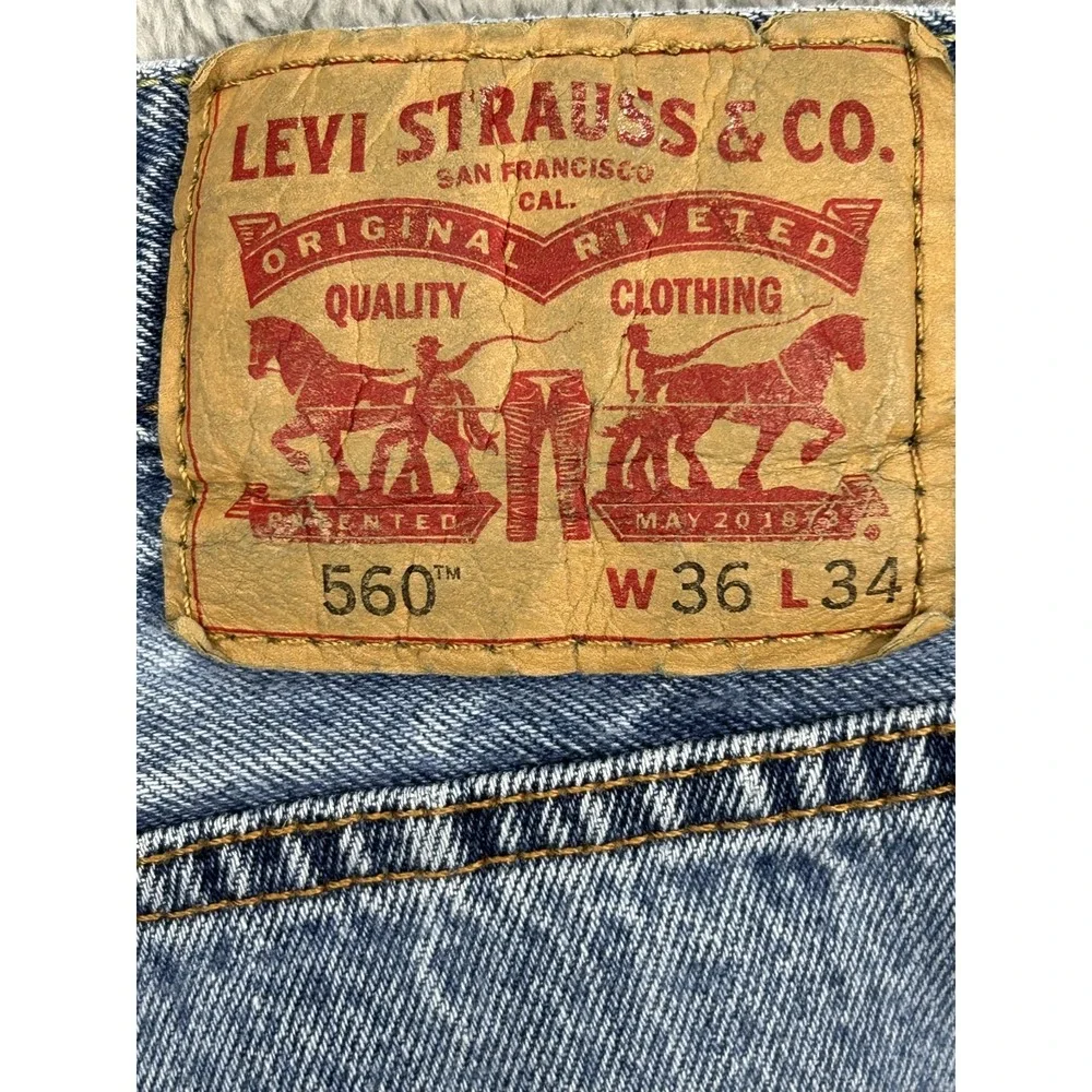 Levis‎ 560 Men Blue Denim Baggy Relaxed Comfort Fit Jeans 36x34 (34x31 actual)